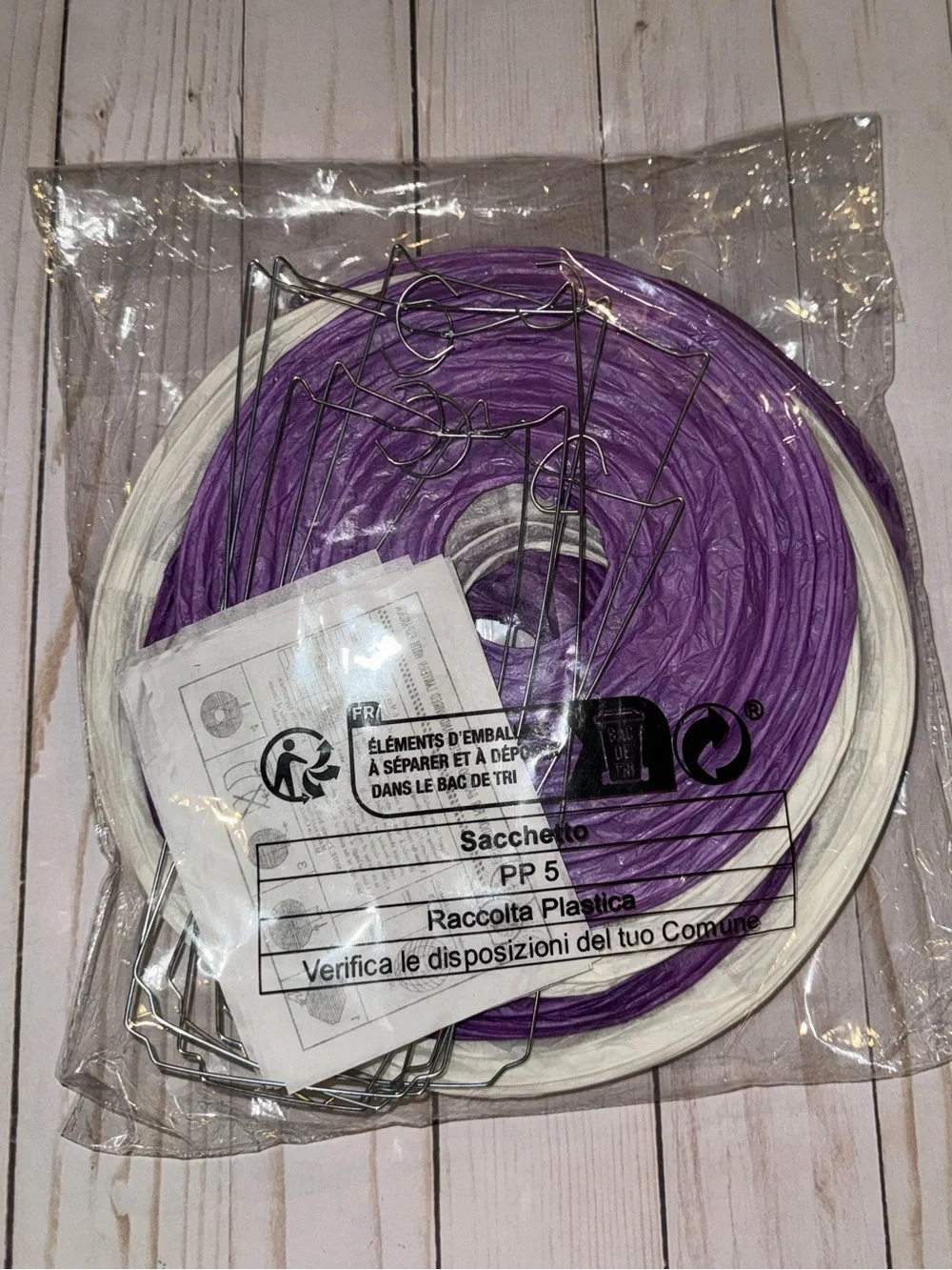 Purple and white party supplies